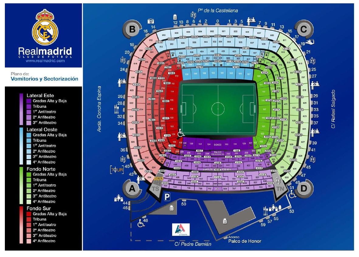 santiago bernabeu ஸ்டேடியம் வரைபடம்